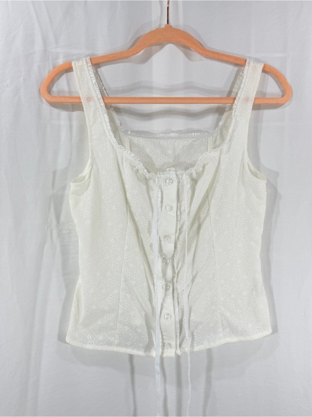 Source Unknown White Eyelet Cotton Camisole Top